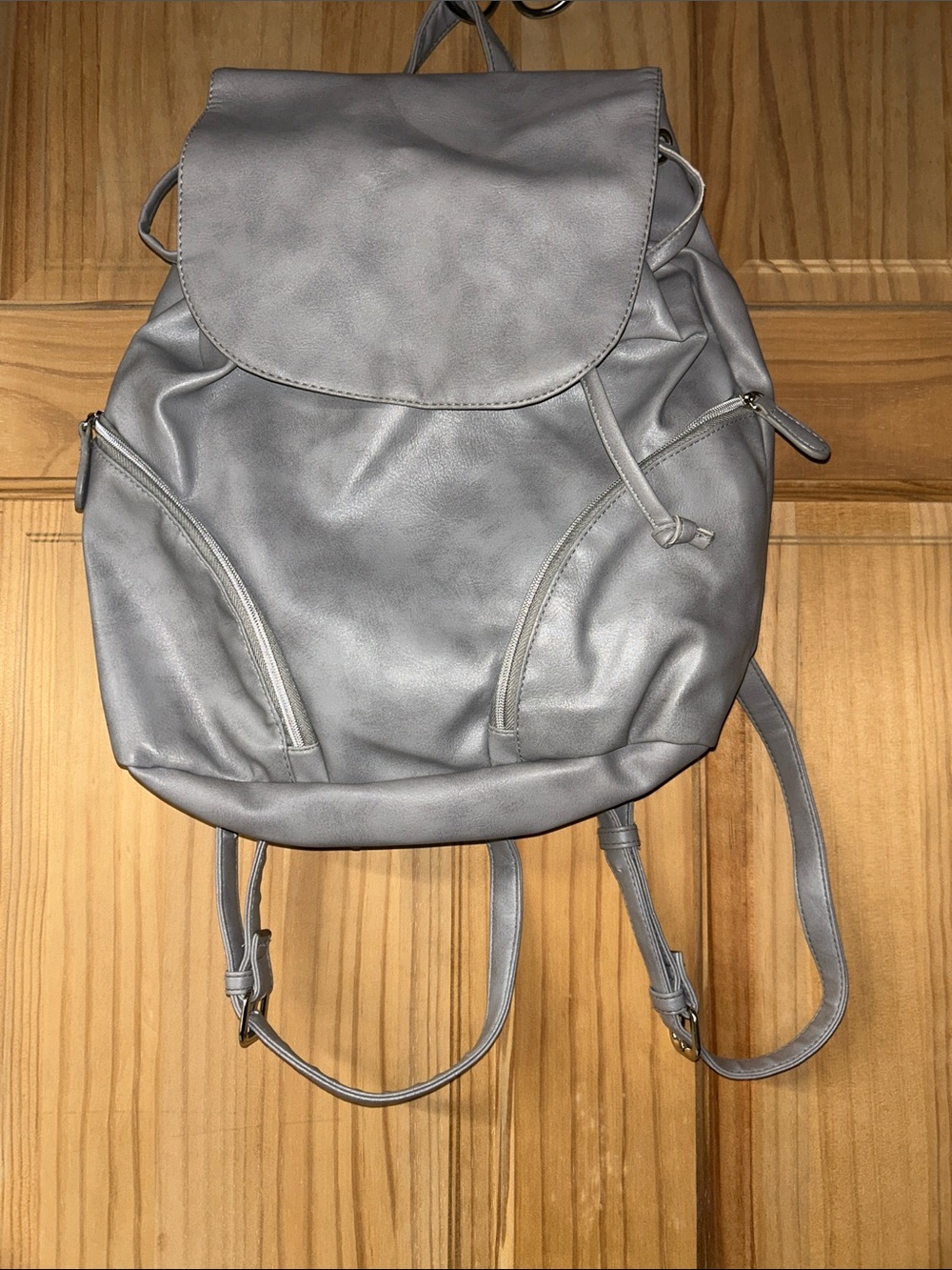 Women's Gray Faux Leather Backpack – Sleek Everyday Carry